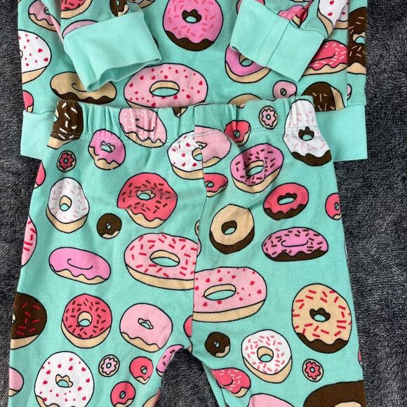 Purl Lamb Two Piece Donut Outfit Teal Pink Kids 4/5 T Long Sleeve Pants - Picture 10 of 11